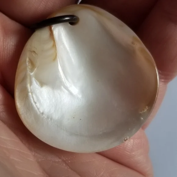 Vintage seashell pendant mother of pearl ocean coastal gold tone beach shell - Picture 10 of 10